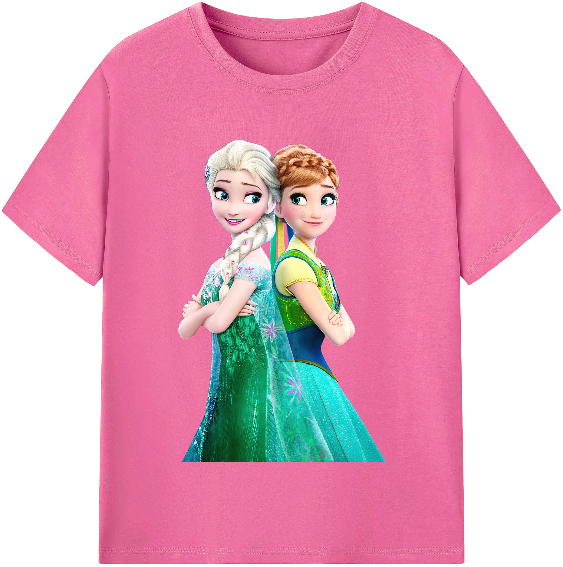 （画像用） アナと雪の女王 アンナ エルサ Frozen Anna Elsa レディースカジュアルプリントTシャツ（綿100％）